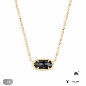 Kendra Scott Elisa Gold Pendant Necklace in Black Opaque Glass